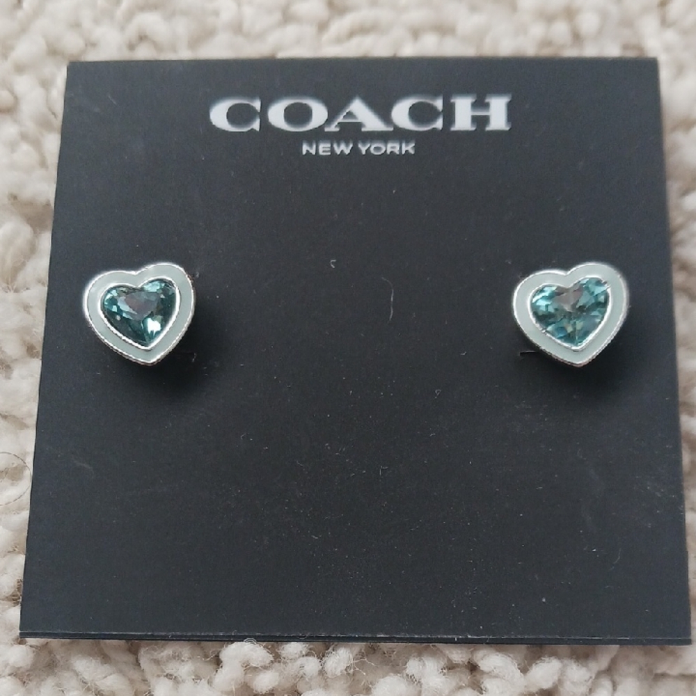 Coach Crystal Heart Earrings. New